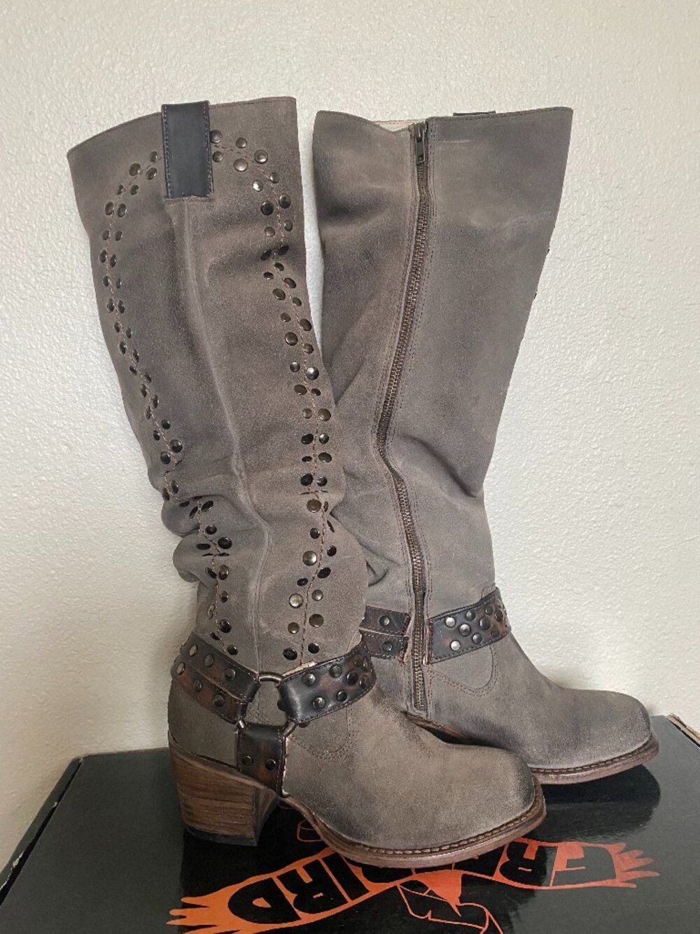 Freebird Daisy Taupe Knee-High Suede Boot - Size 7 (Runs Large)